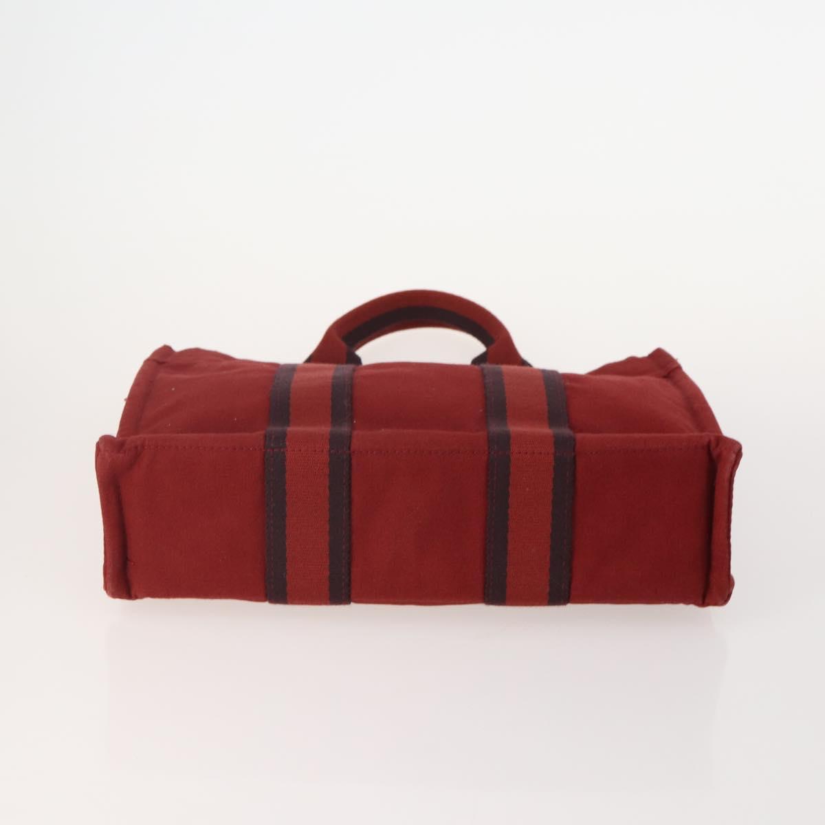 HERMES Fourre Tout PM Hand Bag Canvas 4 Set Gray Red Navy Auth BA12858