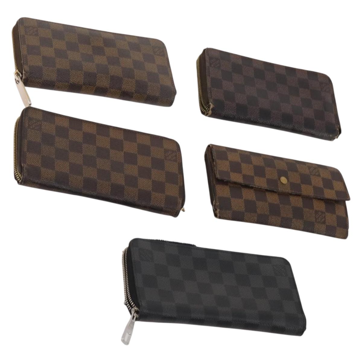 LOUIS VUITTON Damier Ebene Wallet 5 Set LV Auth BA12862