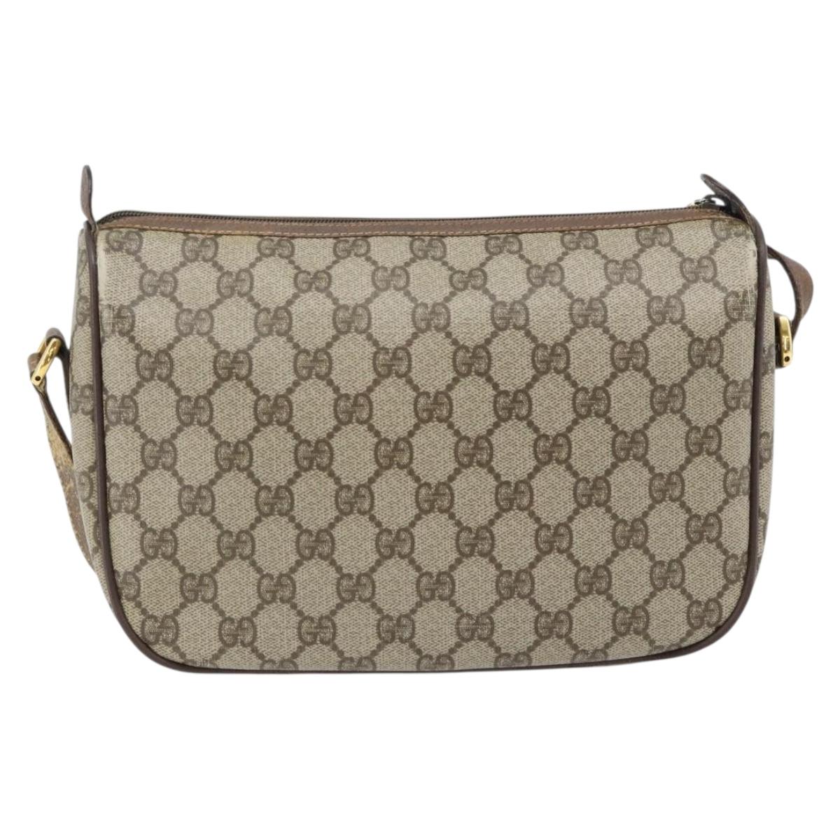 GUCCI GG Supreme Web Sherry Line Bag PVC Beige Gold 89 02 077 Auth BA12879