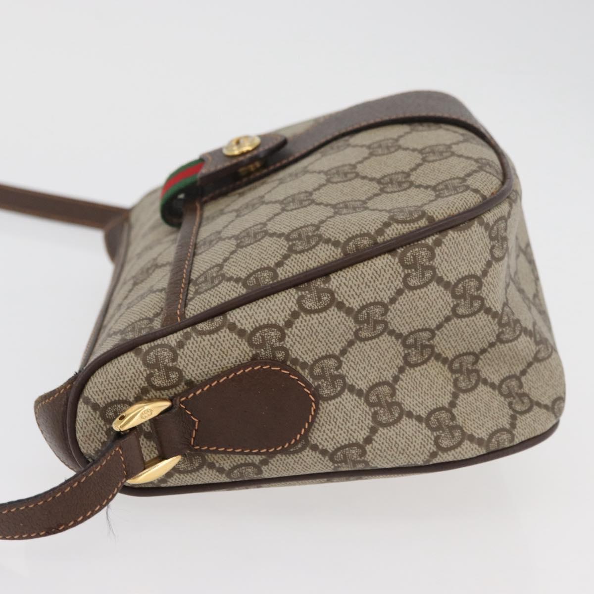 GUCCI GG Supreme Web Sherry Line Bag PVC Beige Gold 89 02 032 Auth BA12881
