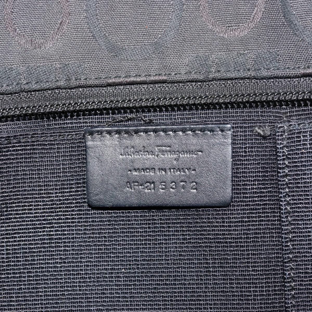 Salvatore Ferragamo Gancini Tote Bag Canvas Black Silver Auth BA12884