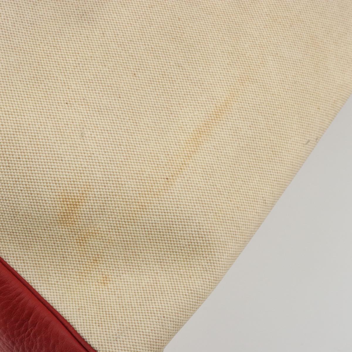 HERMES Victoria 43 Hand Bag Coated Canvas Beige Auth BA12885