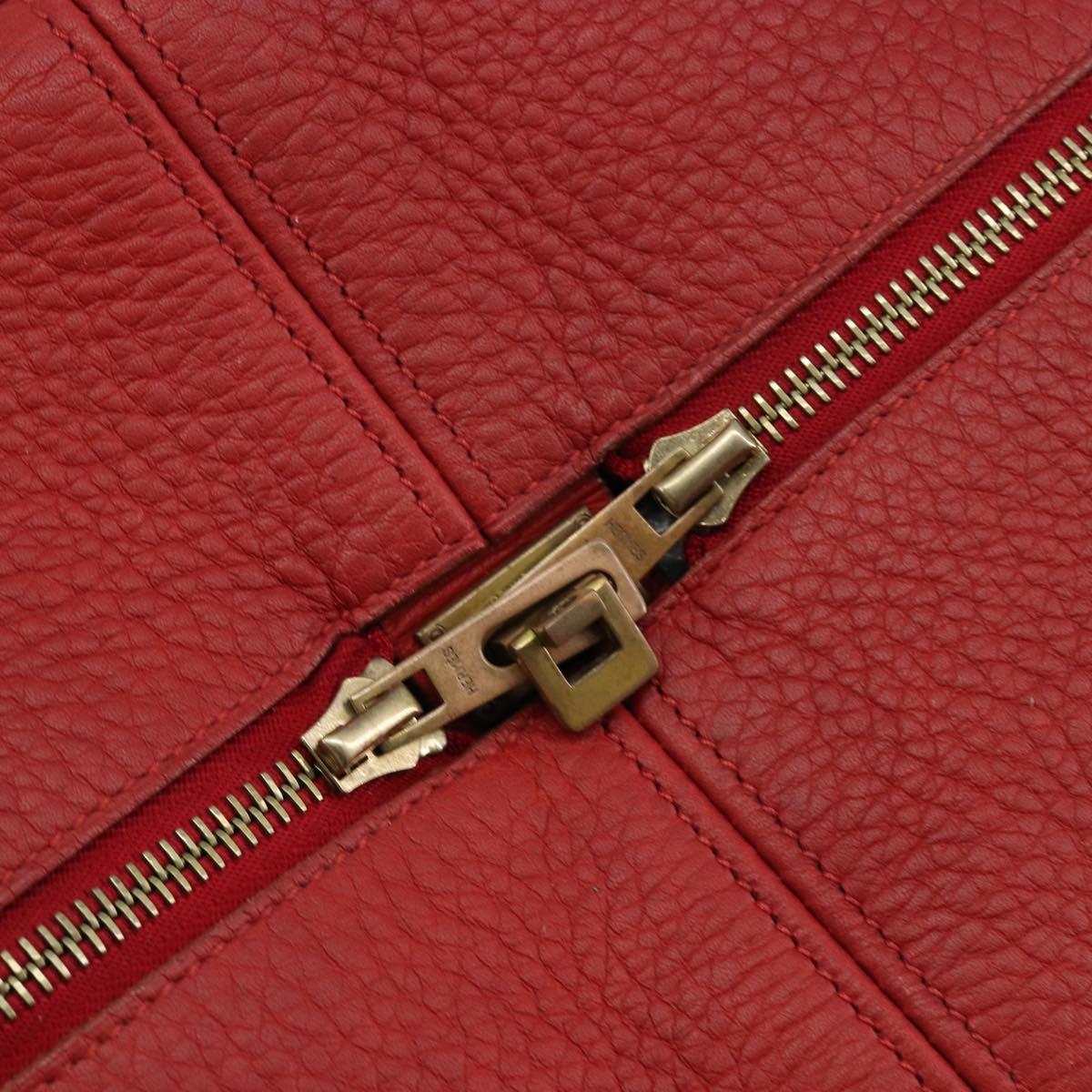 HERMES Victoria 43 Hand Bag Coated Canvas Beige Auth BA12885