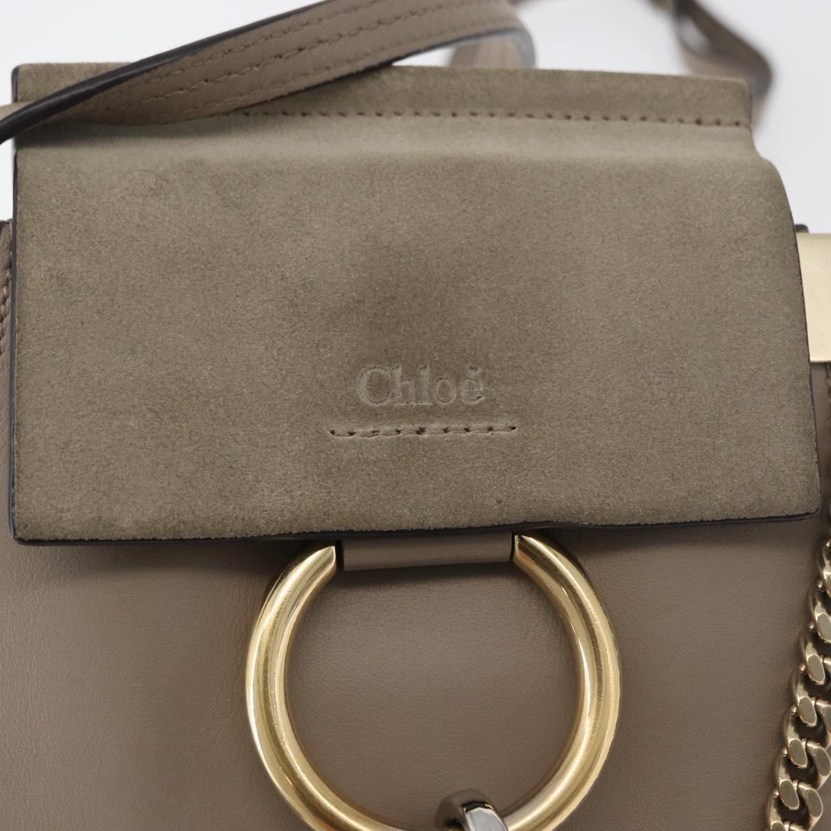 Chloe Fay Shoulder Bag Leather Beige Gold Auth BA12889