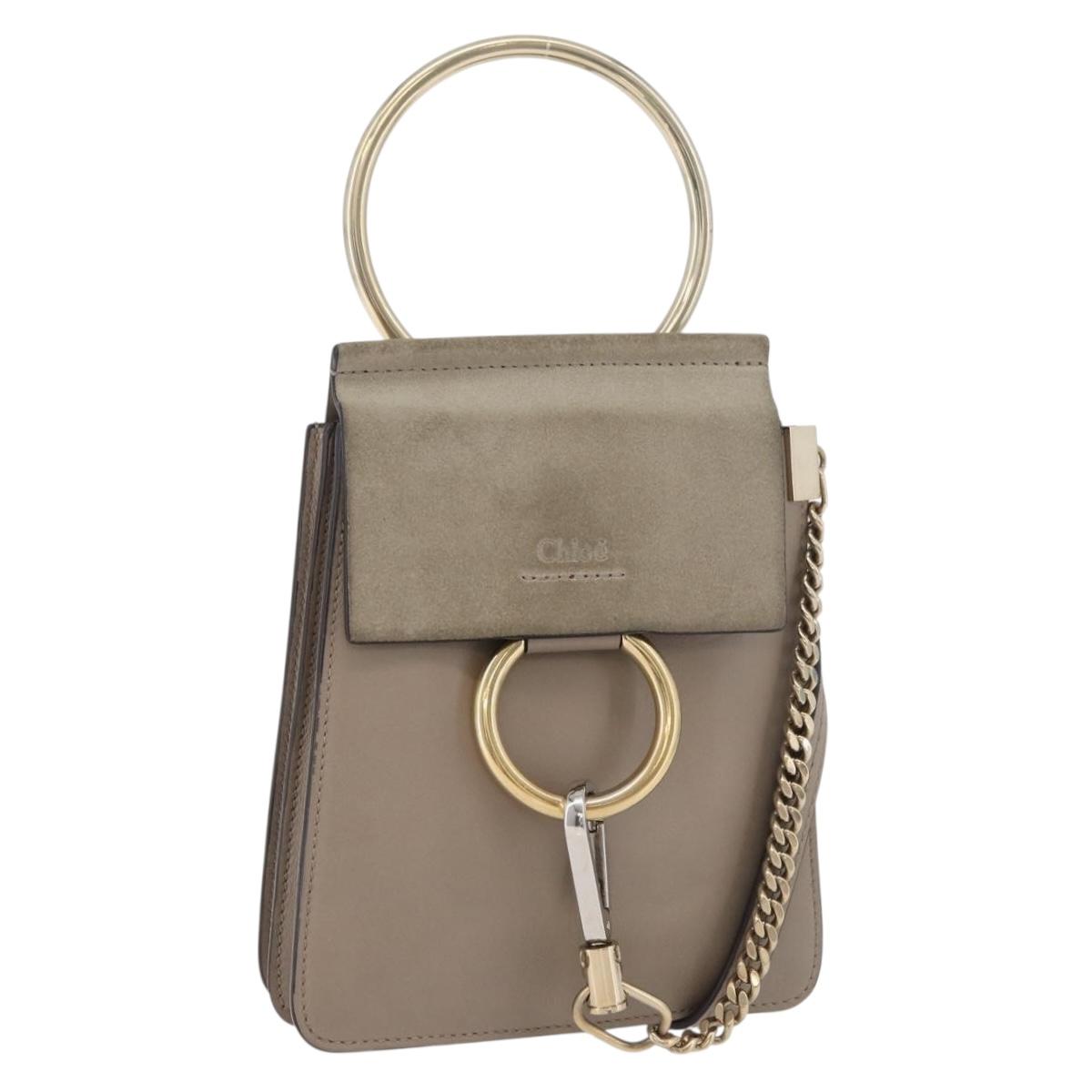 Chloe Fay Shoulder Bag Leather Beige Gold Auth BA12889
