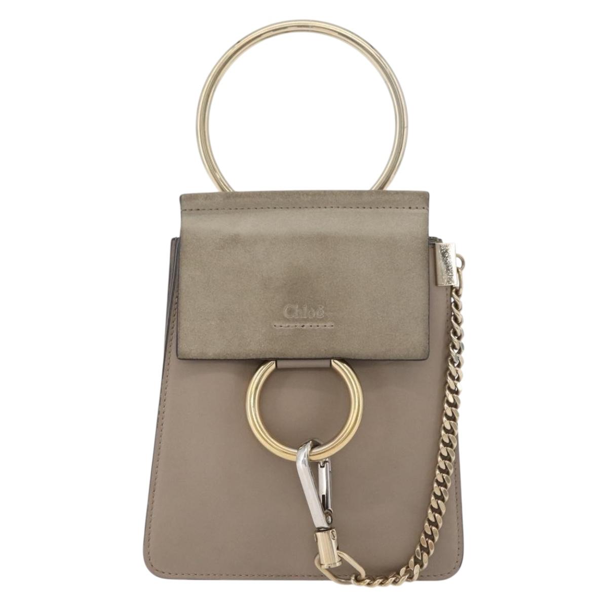 Chloe Fay Shoulder Bag Leather Beige Gold Auth BA12889