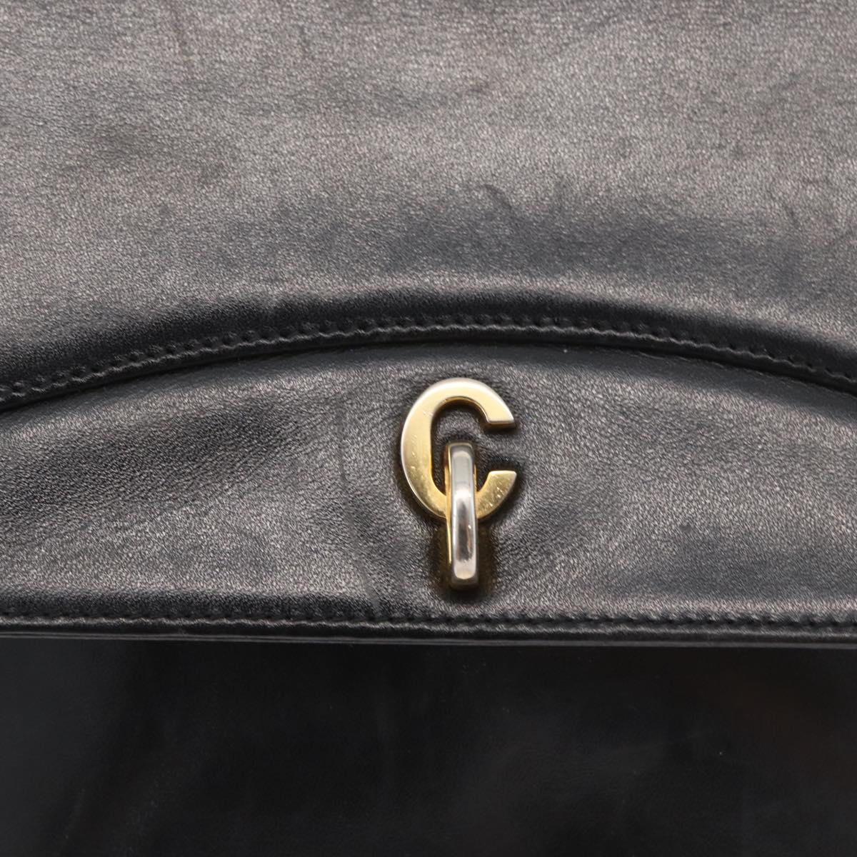 Christian Dior Shoulder Bag Leather Black Gold Auth BA12894