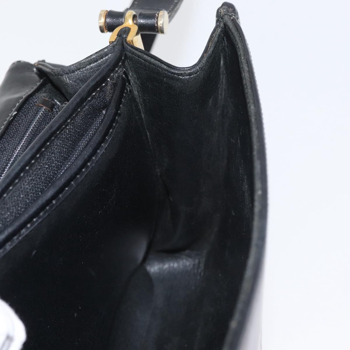 Christian Dior Shoulder Bag Leather Black Gold Auth BA12894