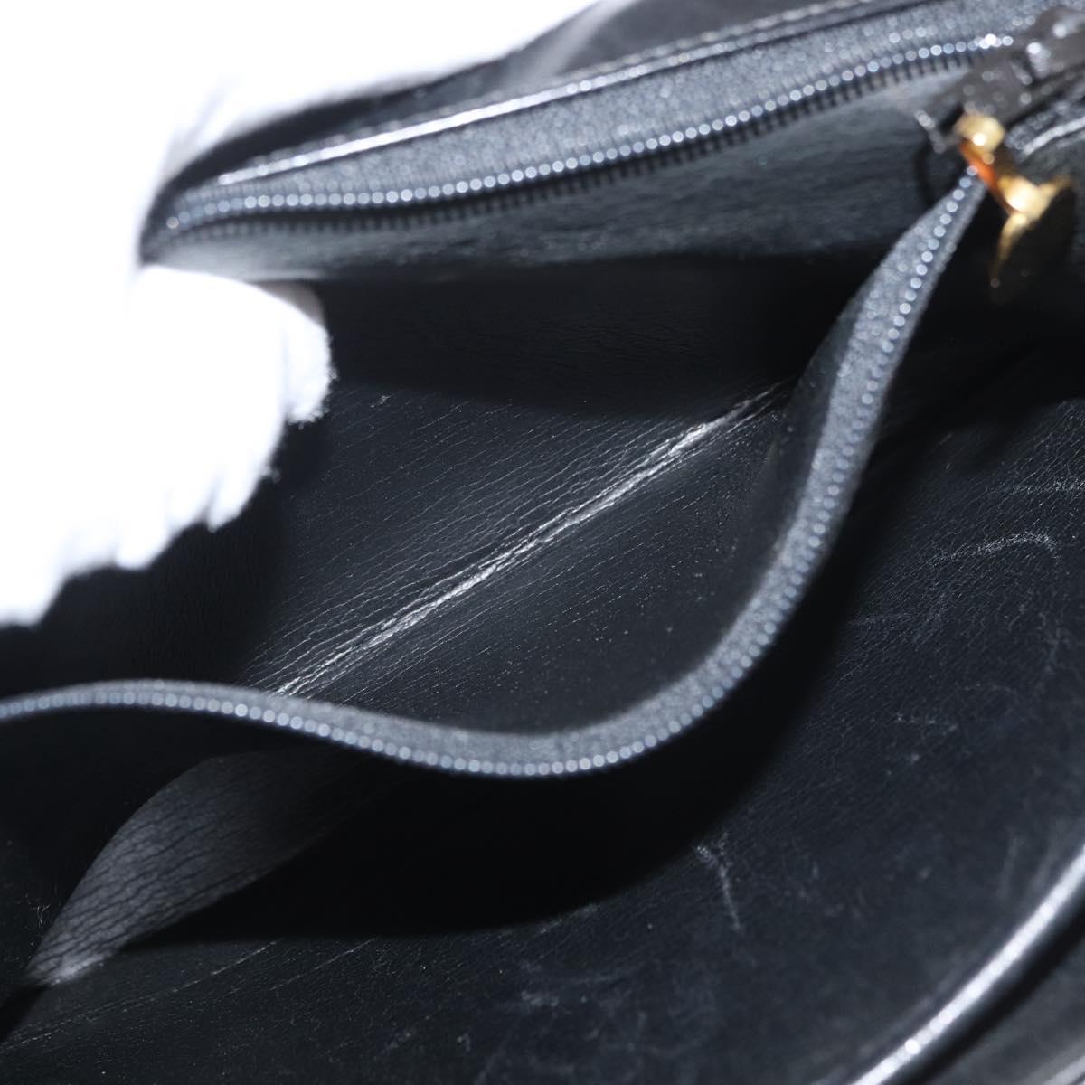 Christian Dior Shoulder Bag Leather Black Gold Auth BA12894