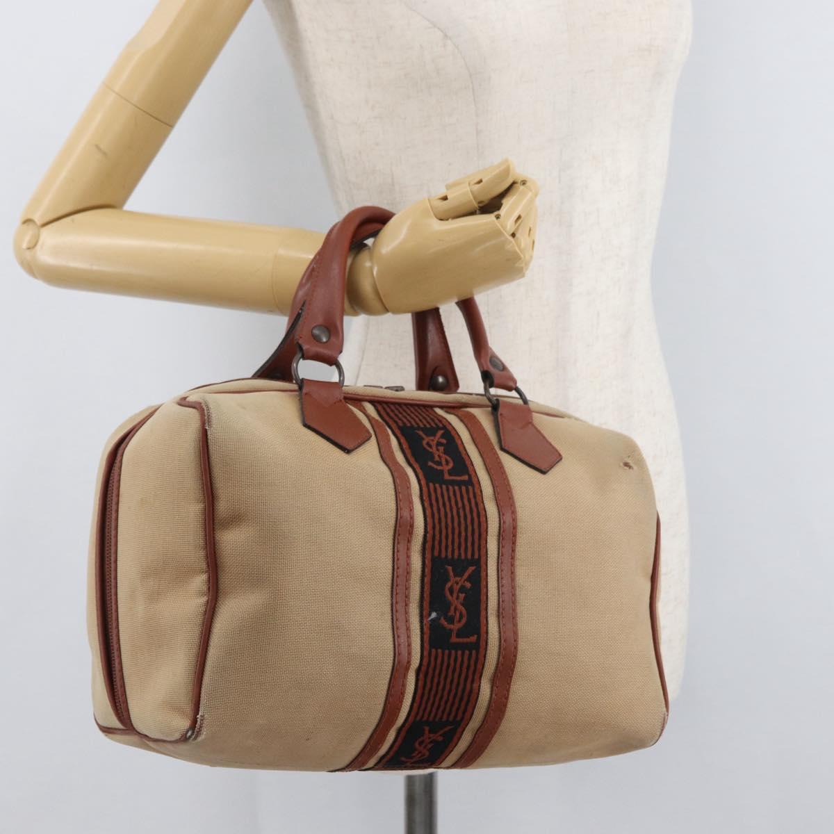 SAINT LAURENT Boston Bag Canvas Brown Auth BA12896