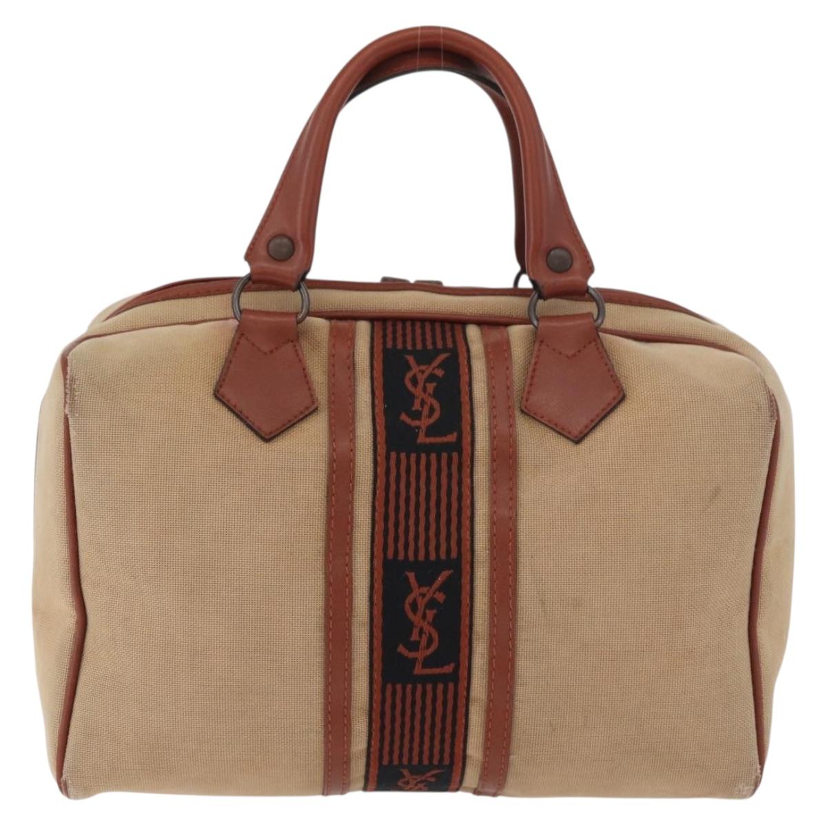 SAINT LAURENT Boston Bag Canvas Brown Auth BA12896
