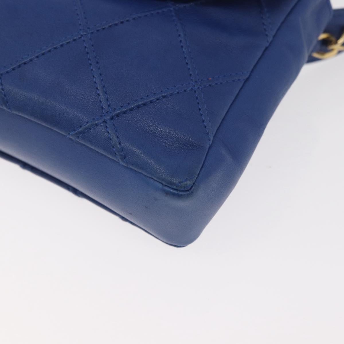 CHANEL Bicolore Waist bag Lamb Skin Blue Gold CC Auth BA12897