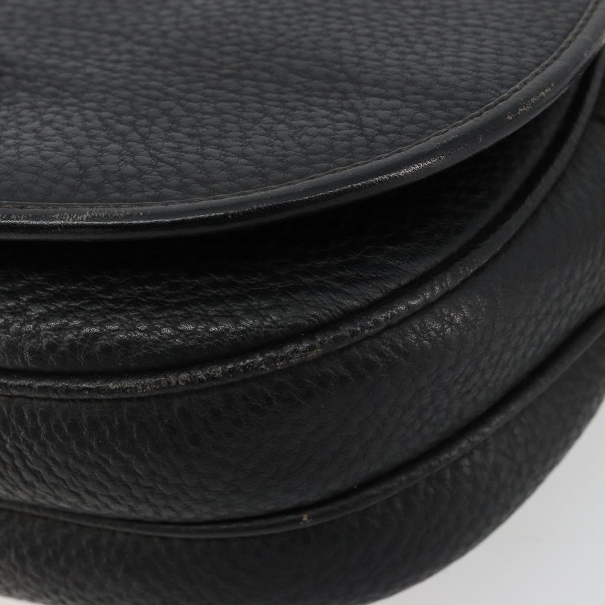 VALENTINO Shoulder Bag Leather Black Gold Auth BA12898