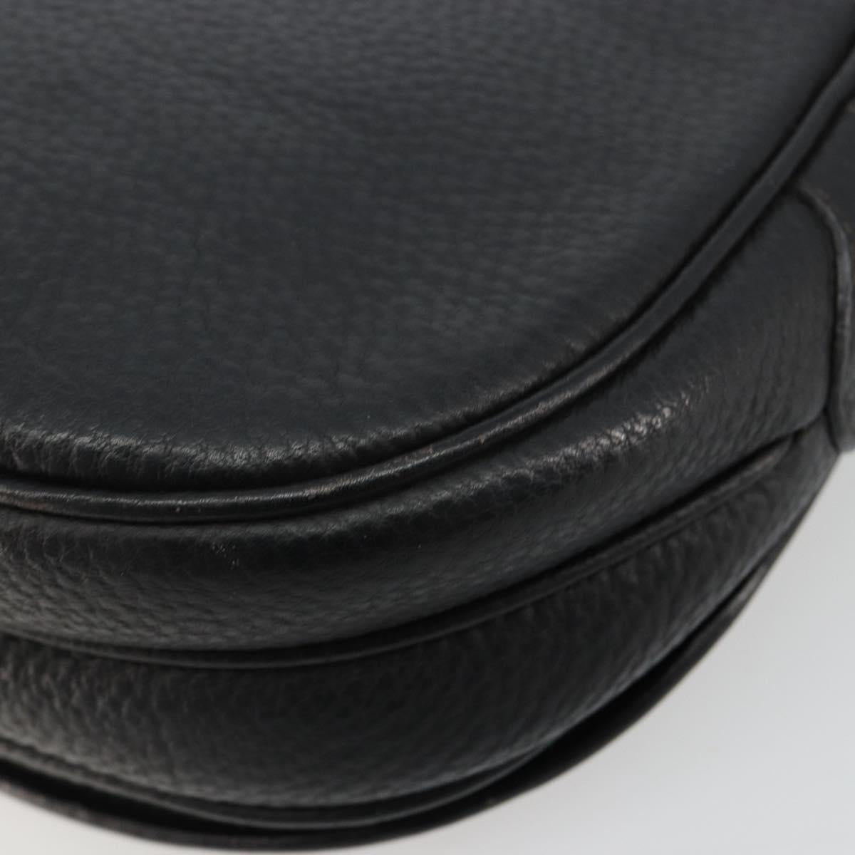 VALENTINO Shoulder Bag Leather Black Gold Auth BA12898