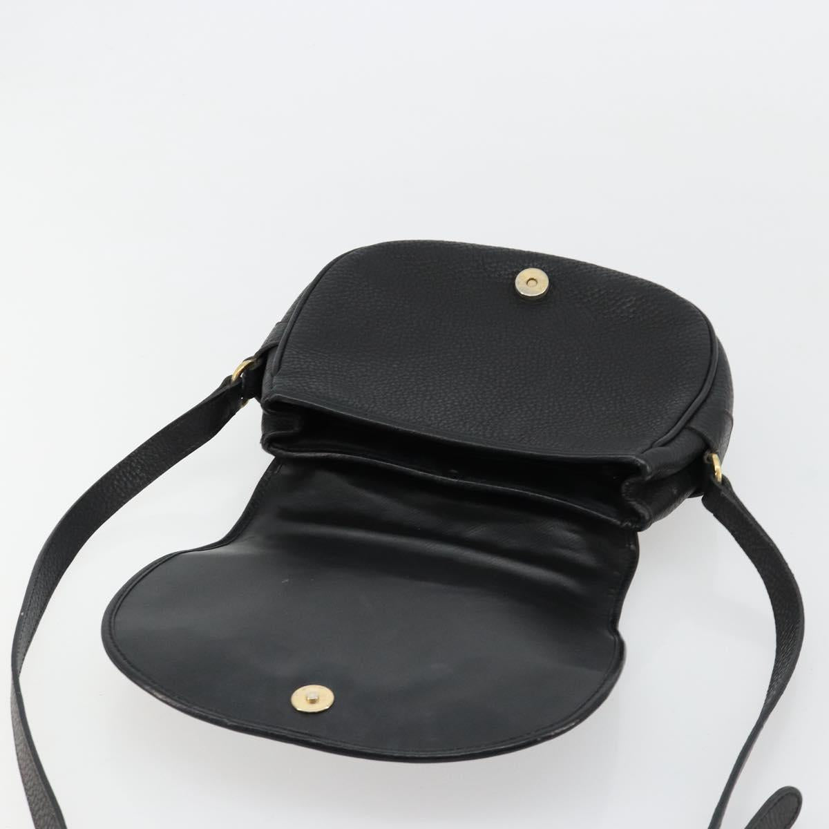 VALENTINO Shoulder Bag Leather Black Gold Auth BA12898