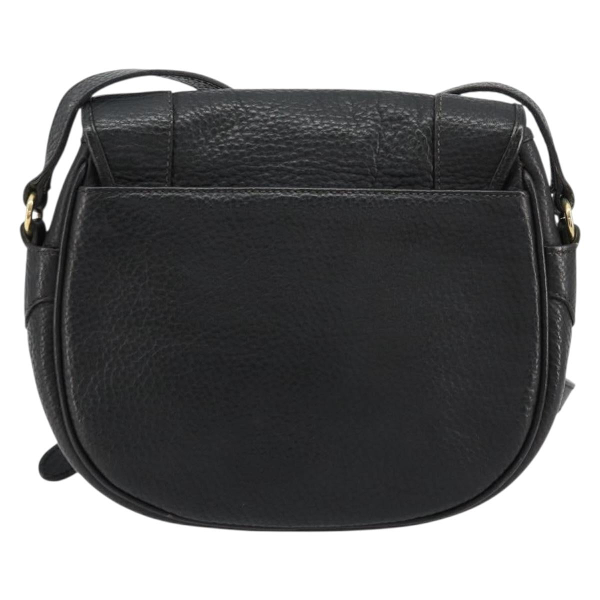 VALENTINO Shoulder Bag Leather Black Gold Auth BA12898