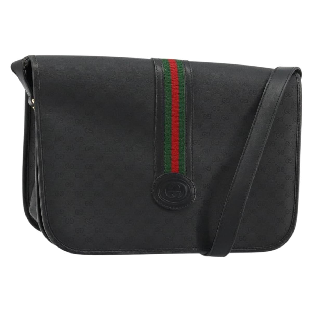 GUCCI Micro GG Supreme Web Sherry Line Bag PVC Black 001 904 0915 Auth BA12899