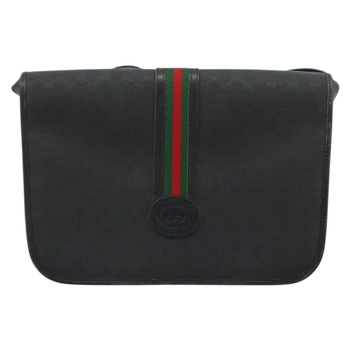 GUCCI Micro GG Supreme Web Sherry Line Bag PVC Black 001 904 0915 Auth BA12899