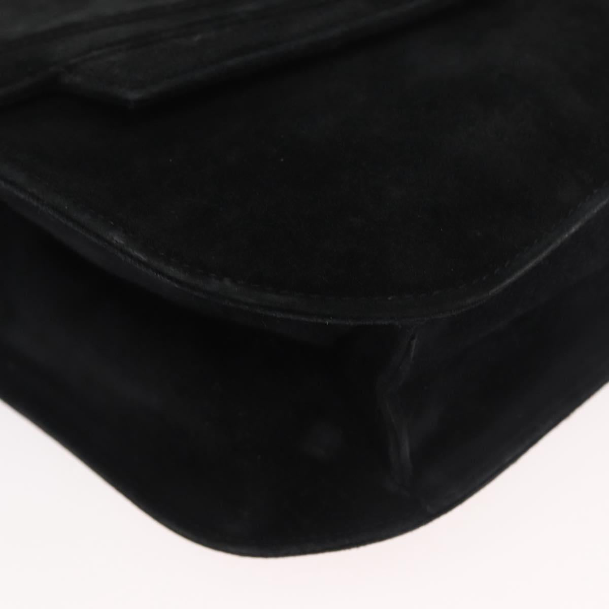 Salvatore Ferragamo Shoulder Bag Suede Black Gold Auth BA12900