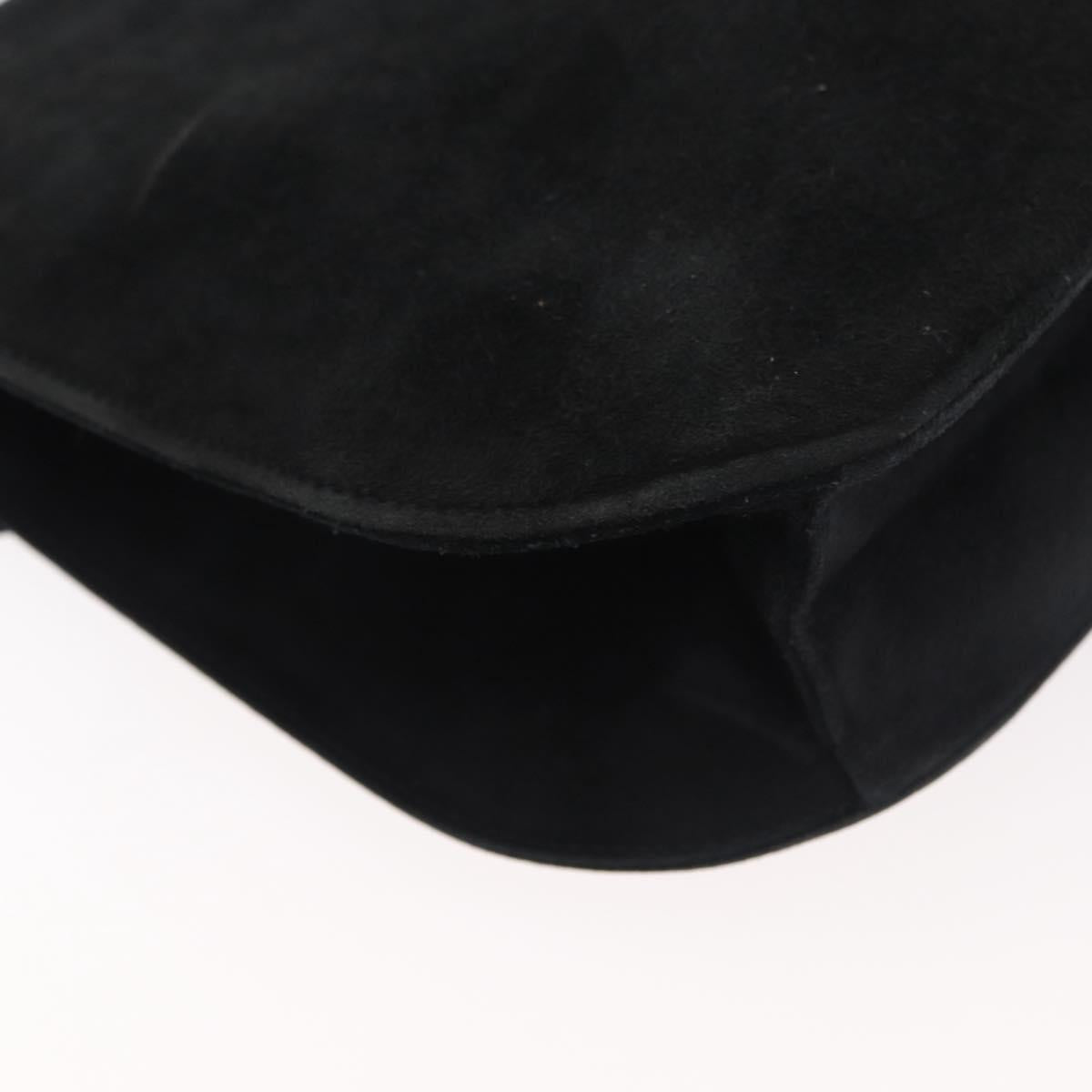 Salvatore Ferragamo Shoulder Bag Suede Black Gold Auth BA12900