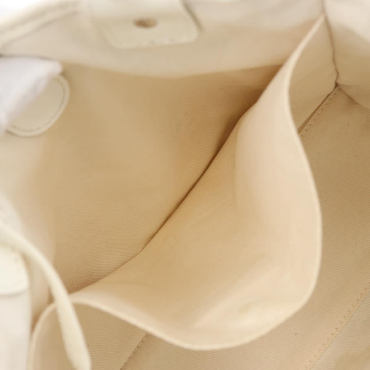 CHANEL Tote Bag Canvas White Silver CC Auth BA12904A