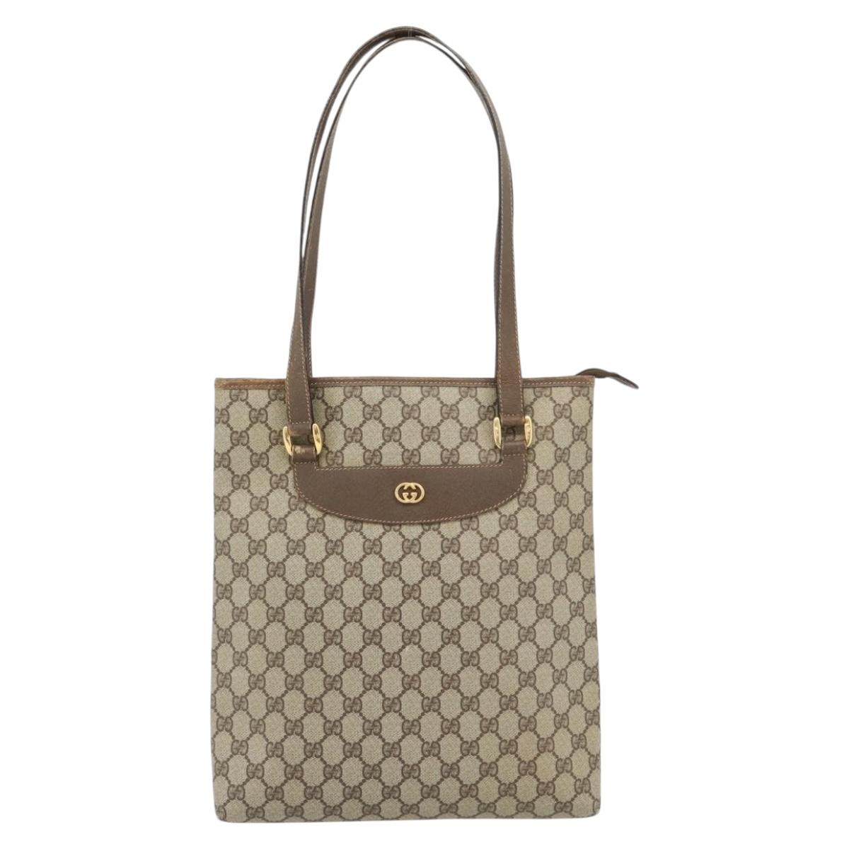 GUCCI GG Supreme Tote Bag PVC Beige Gold 002 39 6130 Auth BA12912