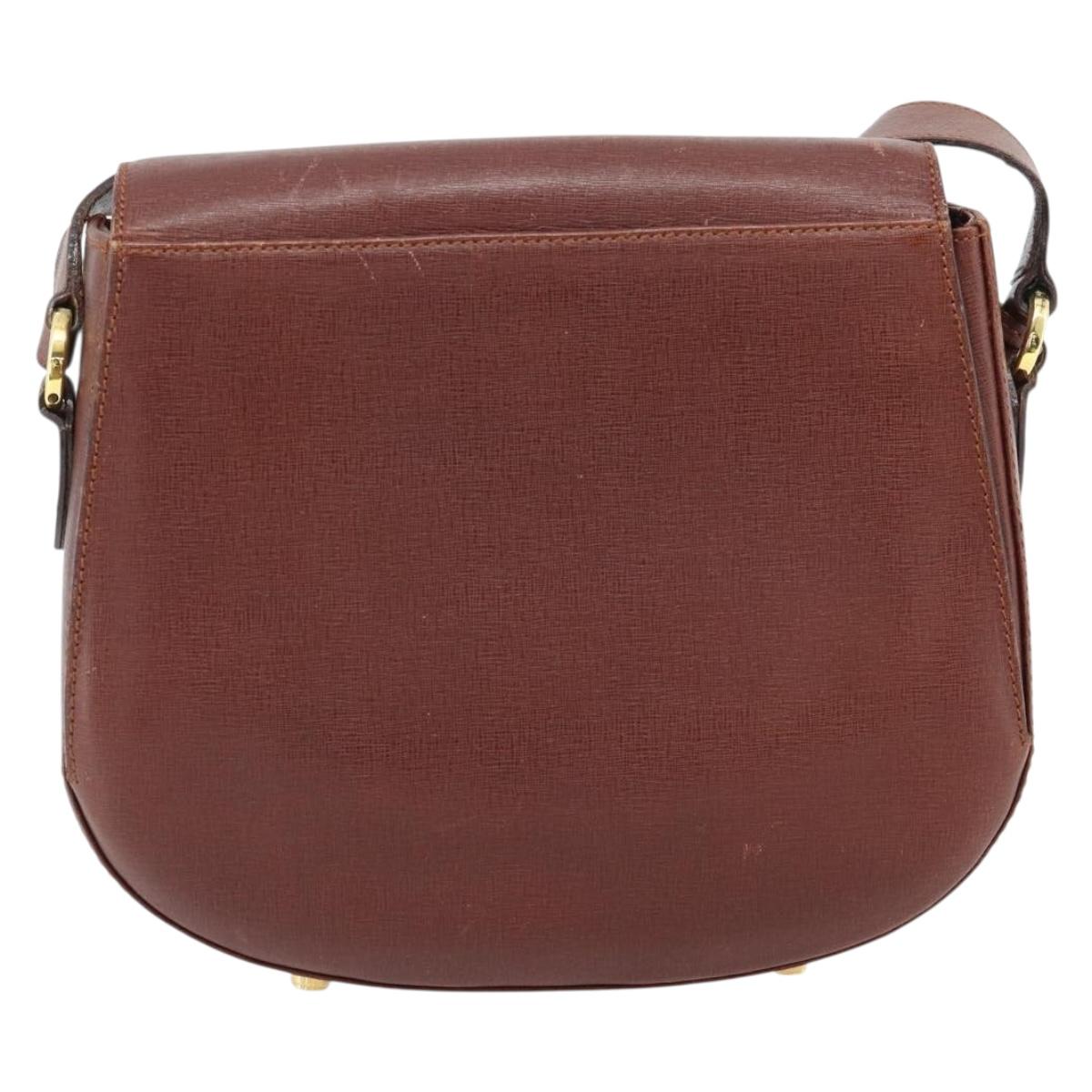 Salvatore Ferragamo Shoulder Bag Leather Brown Gold Auth BA12914