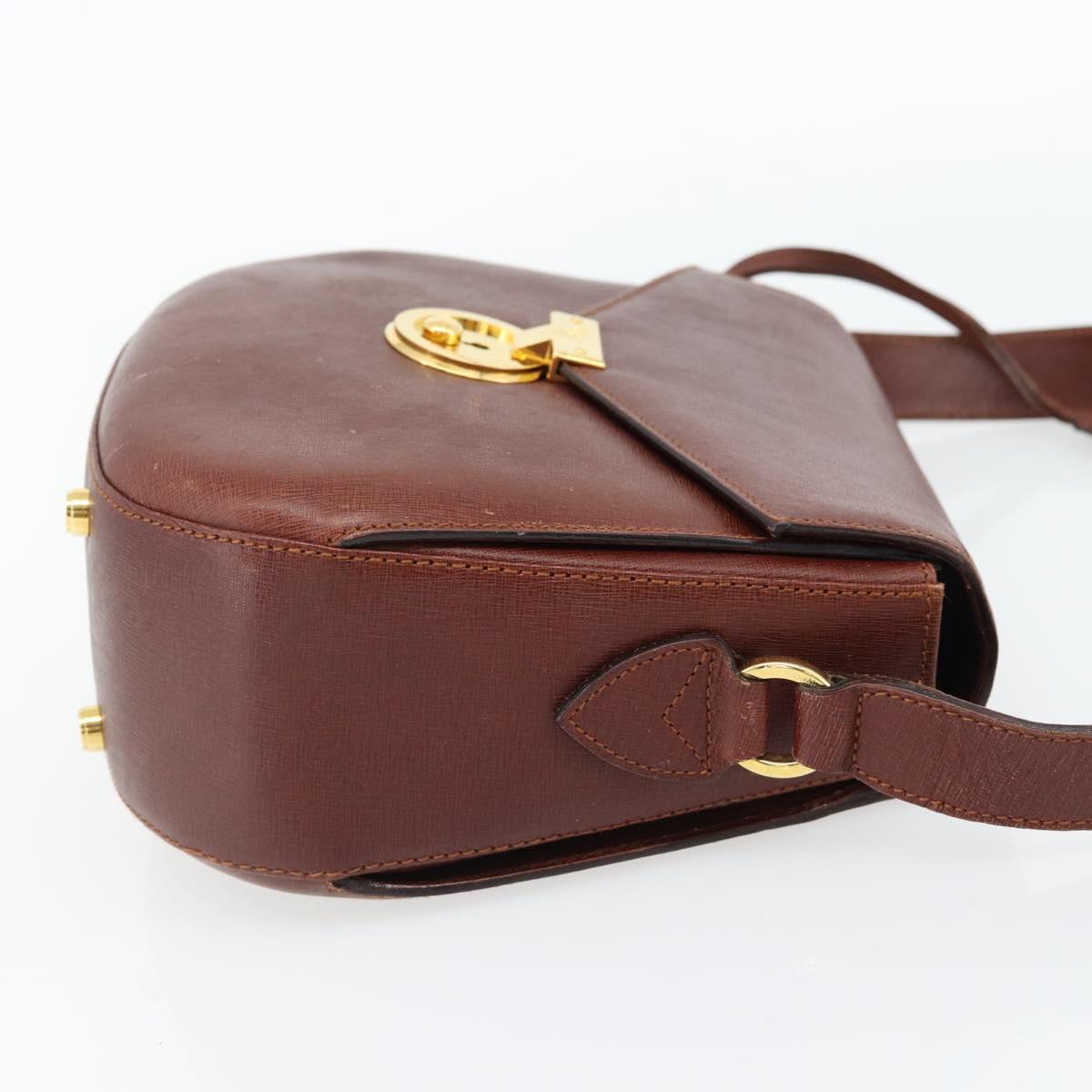 Salvatore Ferragamo Shoulder Bag Leather Brown Gold Auth BA12914