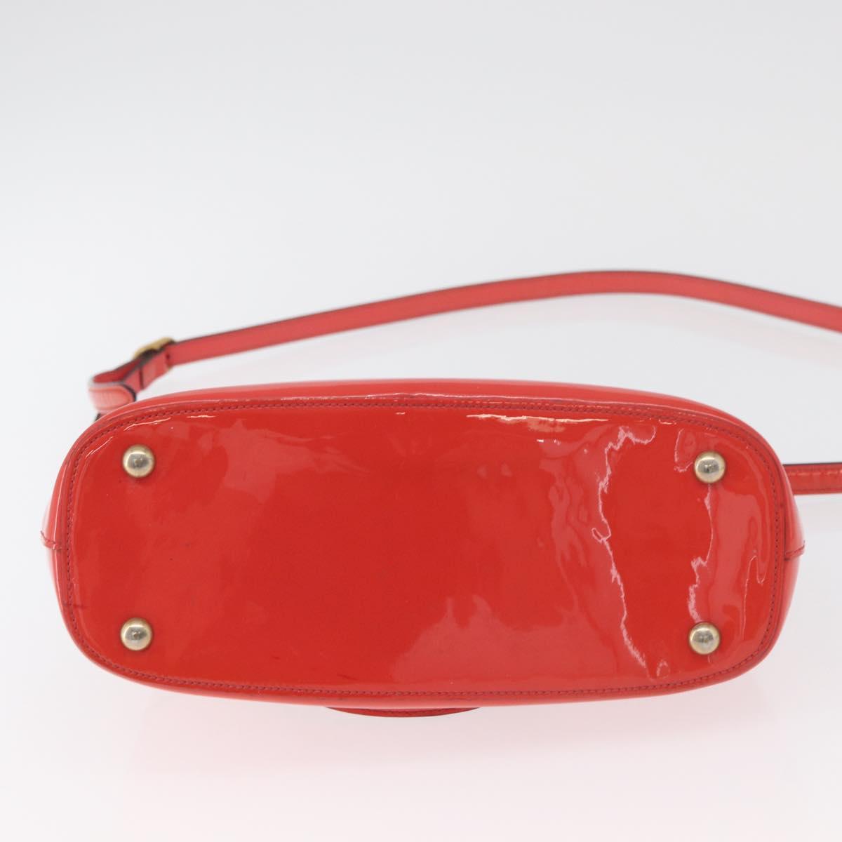 GUCCI Hand Bag Patent leather 2way Red Gold 371925 Auth BA12915