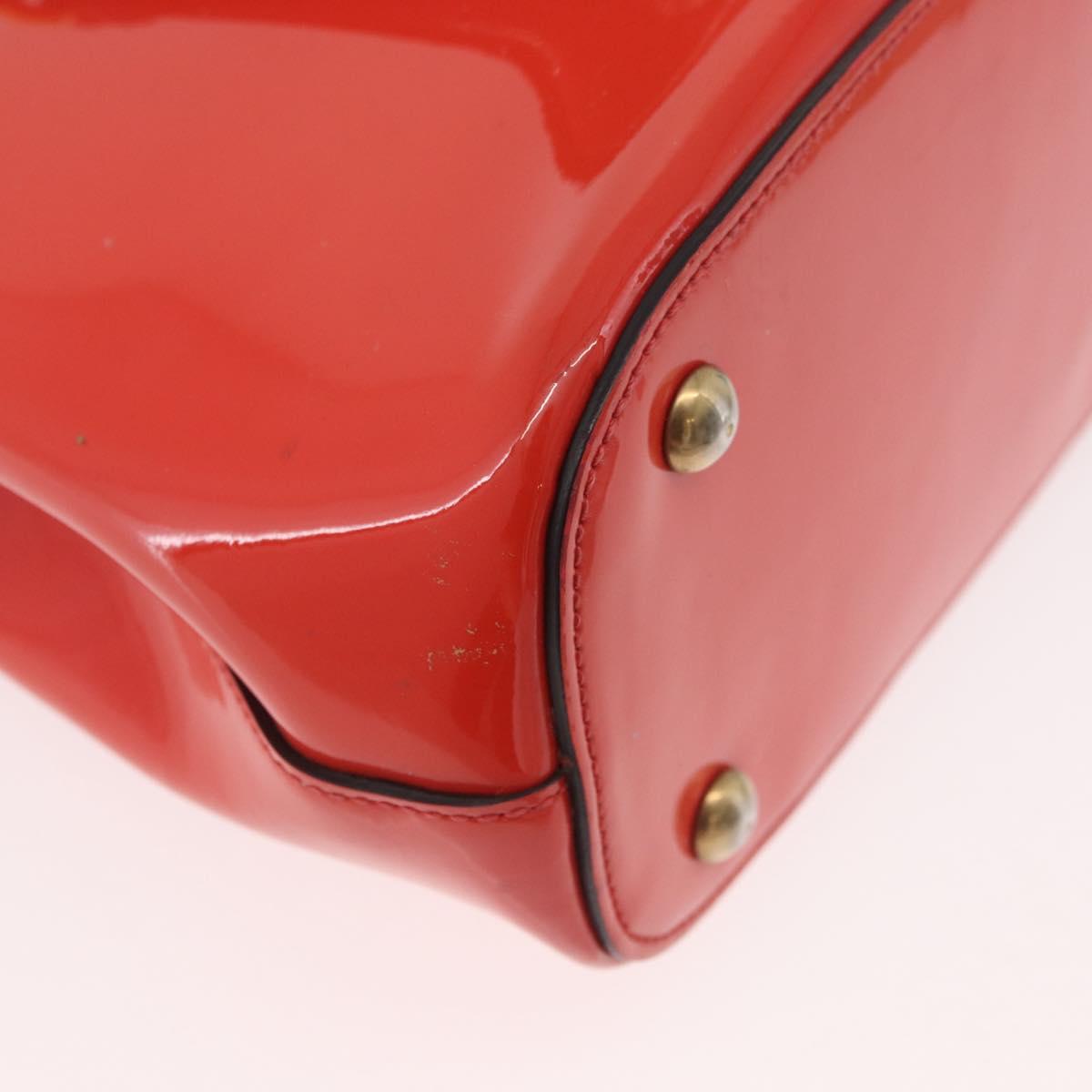 GUCCI Hand Bag Patent leather 2way Red Gold 371925 Auth BA12915