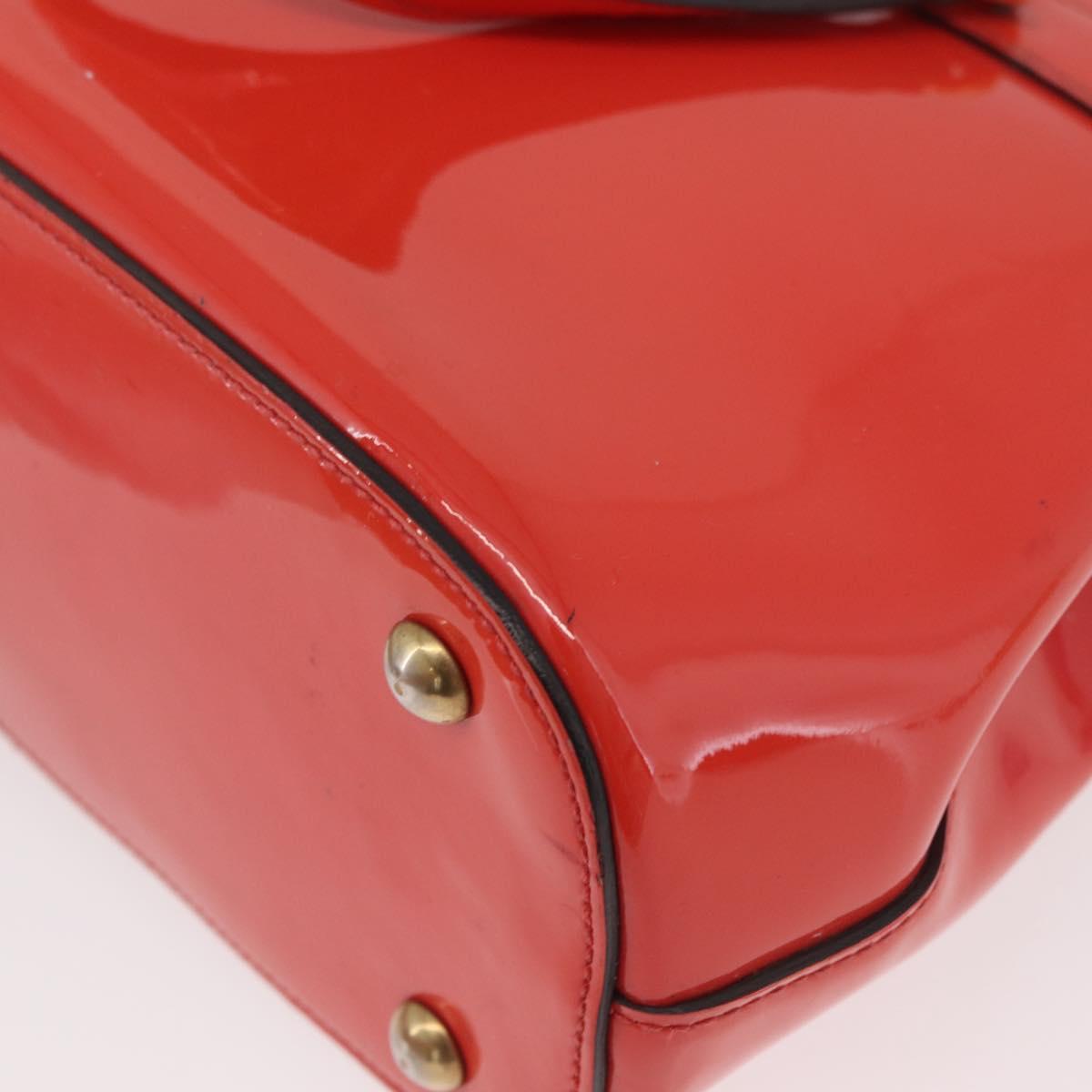 GUCCI Hand Bag Patent leather 2way Red Gold 371925 Auth BA12915