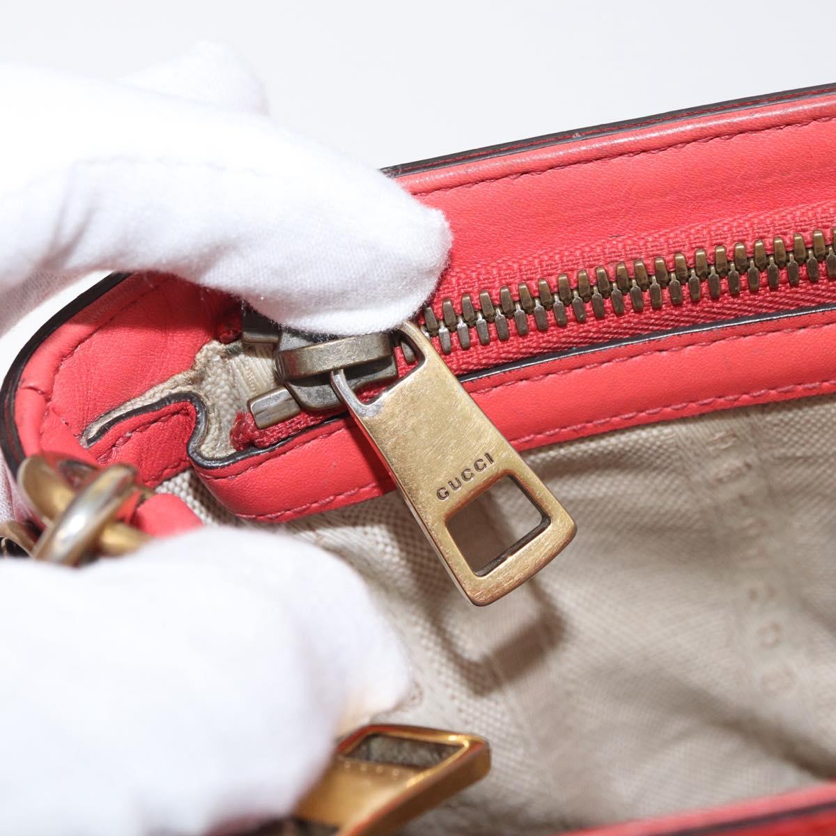 GUCCI Hand Bag Patent leather 2way Red Gold 371925 Auth BA12915