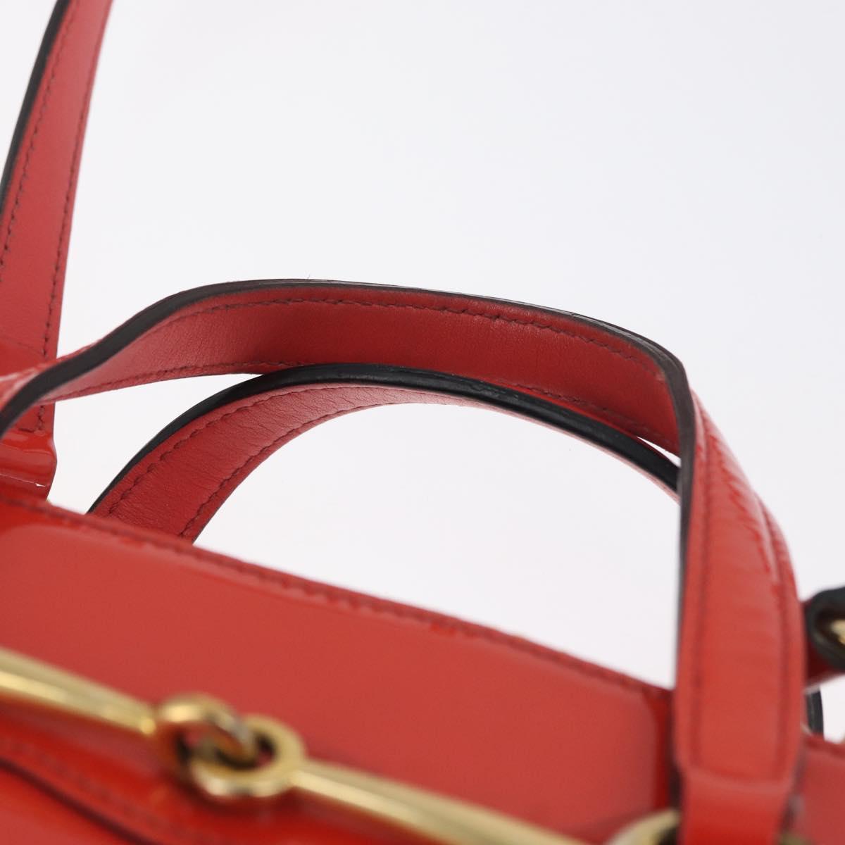 GUCCI Hand Bag Patent leather 2way Red Gold 371925 Auth BA12915