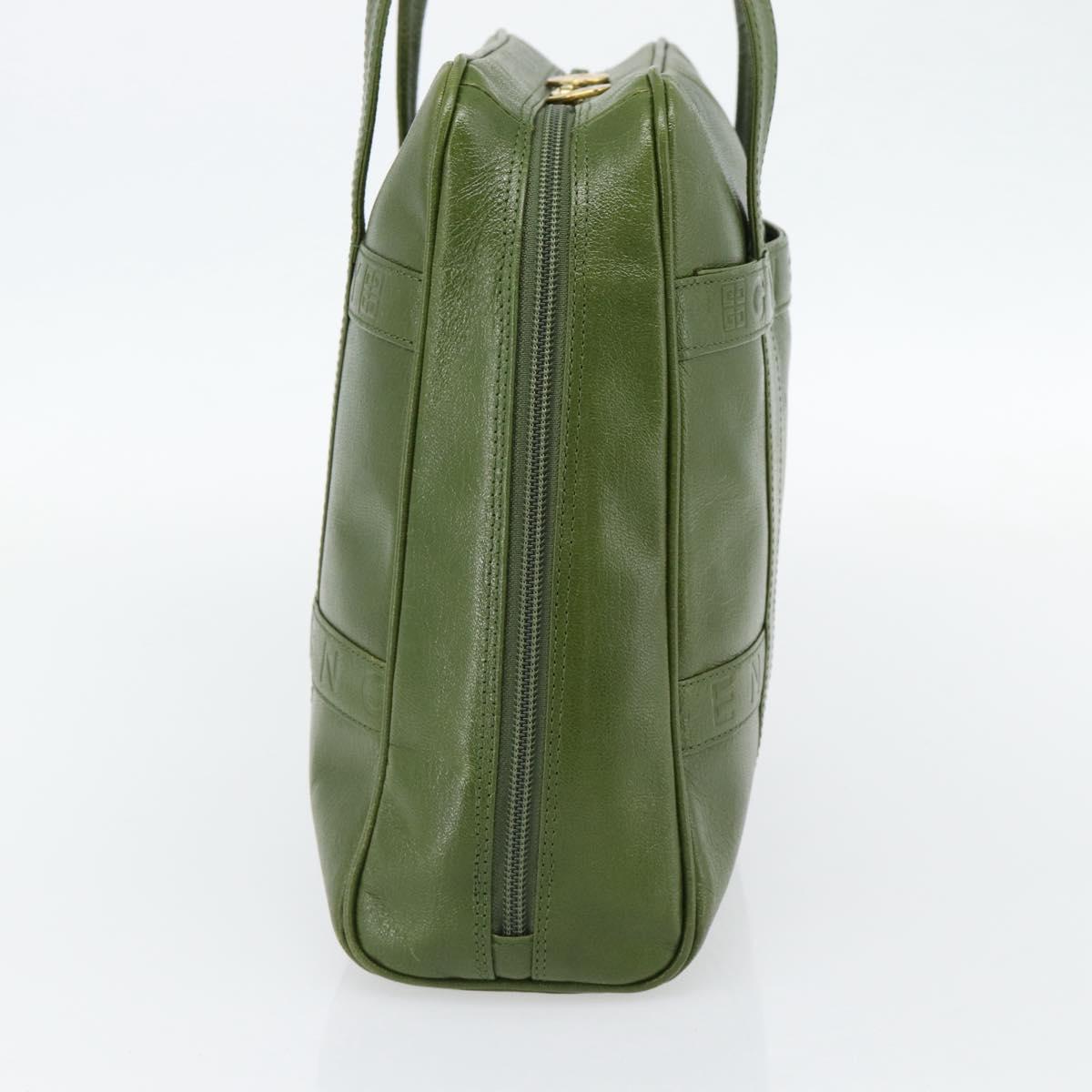 GIVENCHY Hand Bag Leather Khaki Gold Auth BA12916