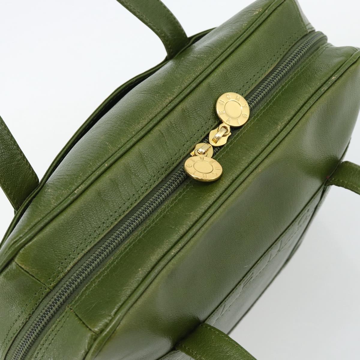 GIVENCHY Hand Bag Leather Khaki Gold Auth BA12916