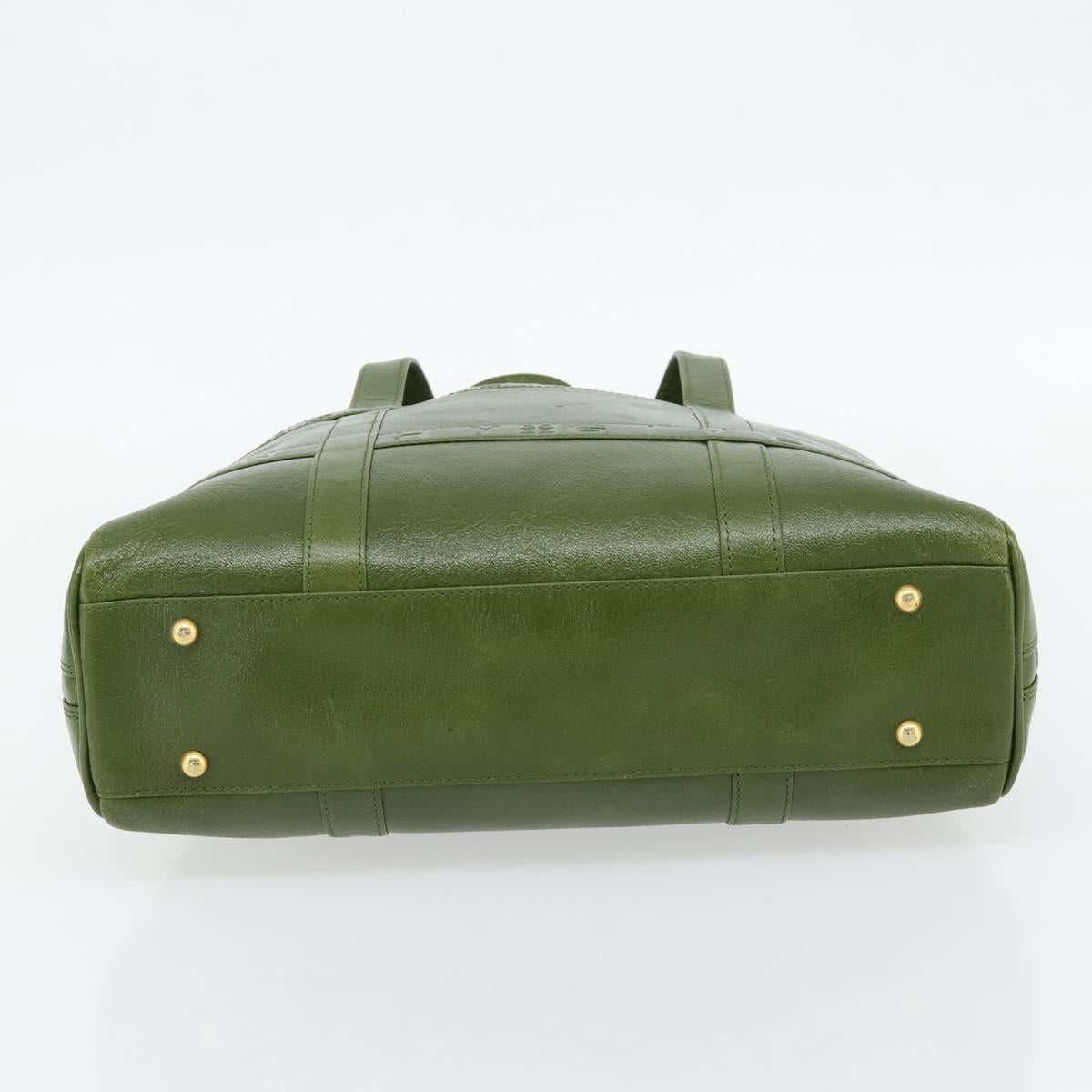 GIVENCHY Hand Bag Leather Khaki Gold Auth BA12916