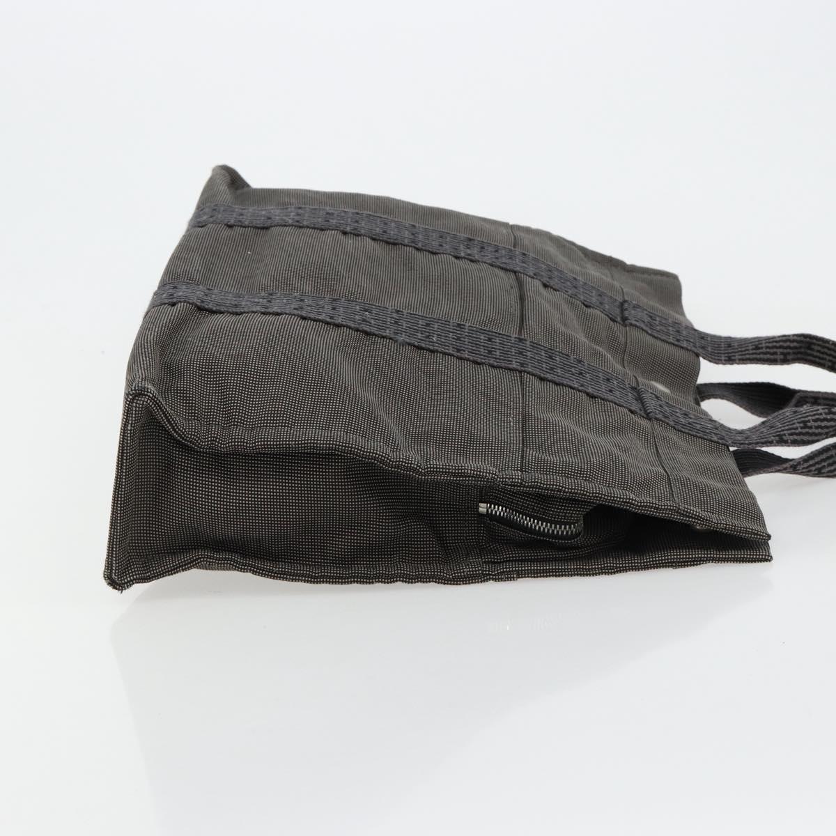 HERMES Her Line Tote Bag Canvas Gray Silver Auth BA12917