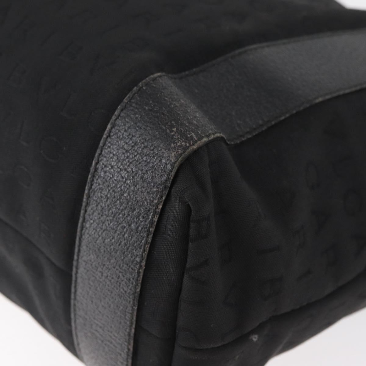BVLGARI Logo Mania Tote Bag Canvas Black Silver Auth BA12918