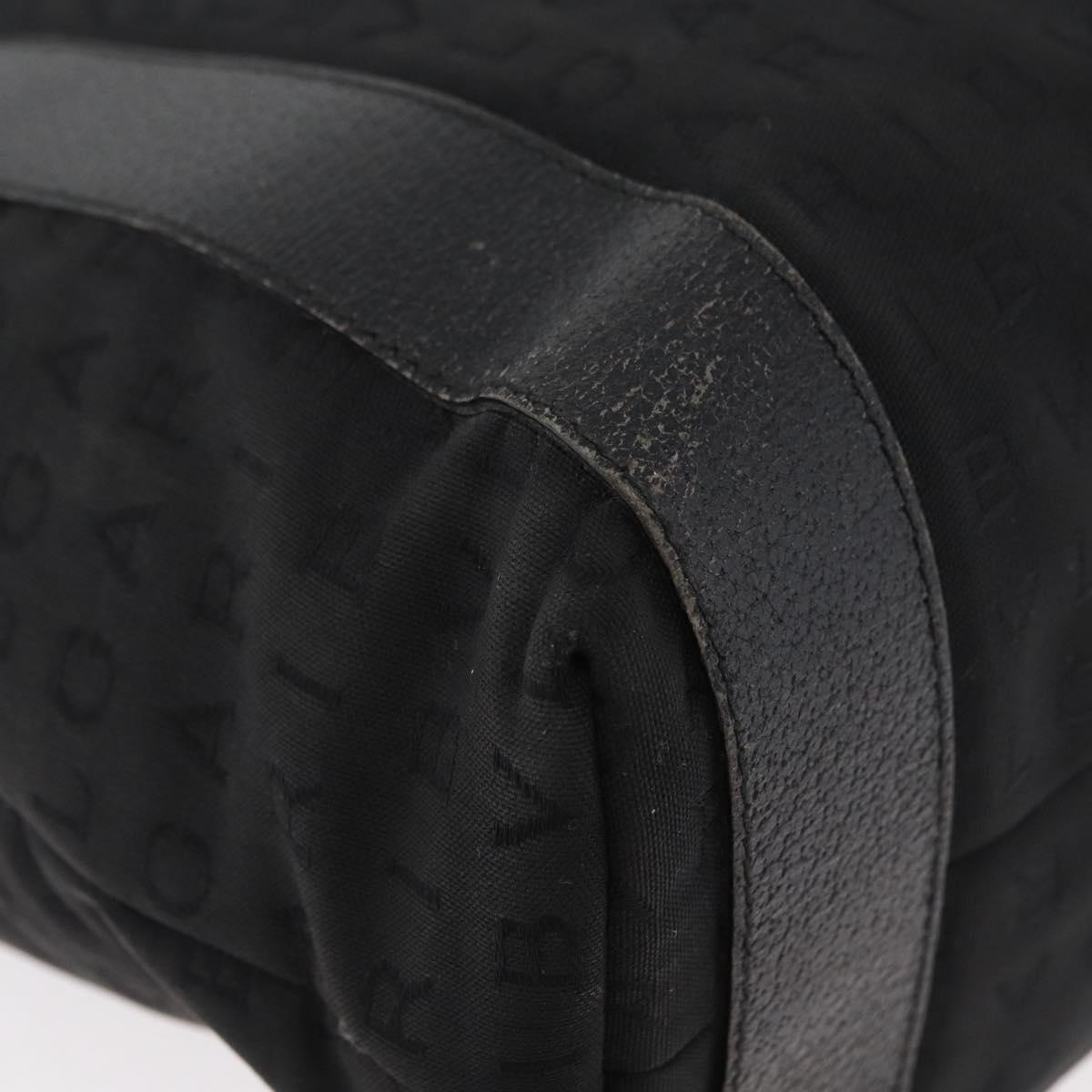 BVLGARI Logo Mania Tote Bag Canvas Black Silver Auth BA12918