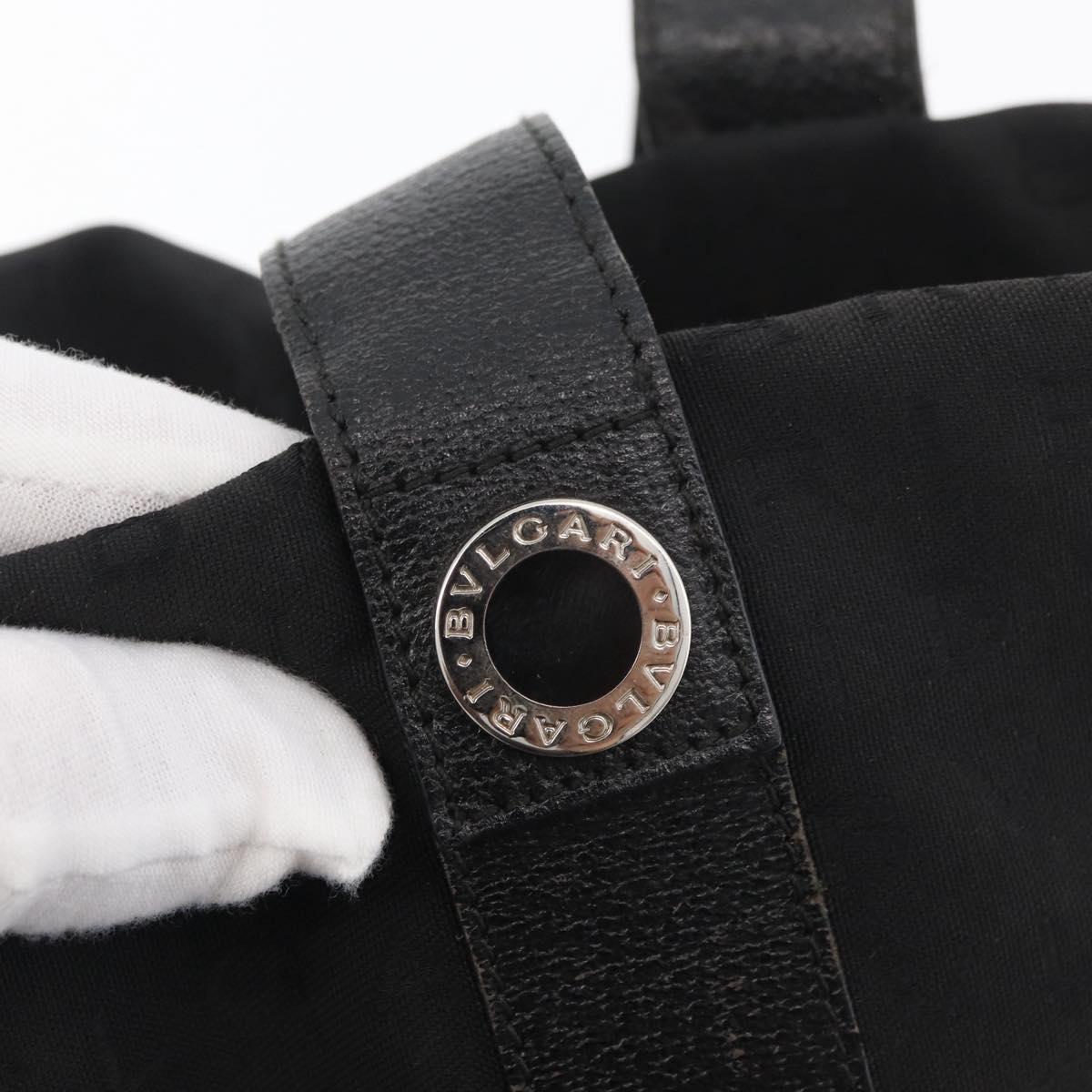 BVLGARI Logo Mania Tote Bag Canvas Black Silver Auth BA12918