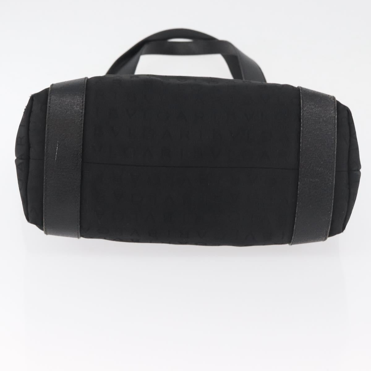 BVLGARI Logo Mania Tote Bag Canvas Black Silver Auth BA12918