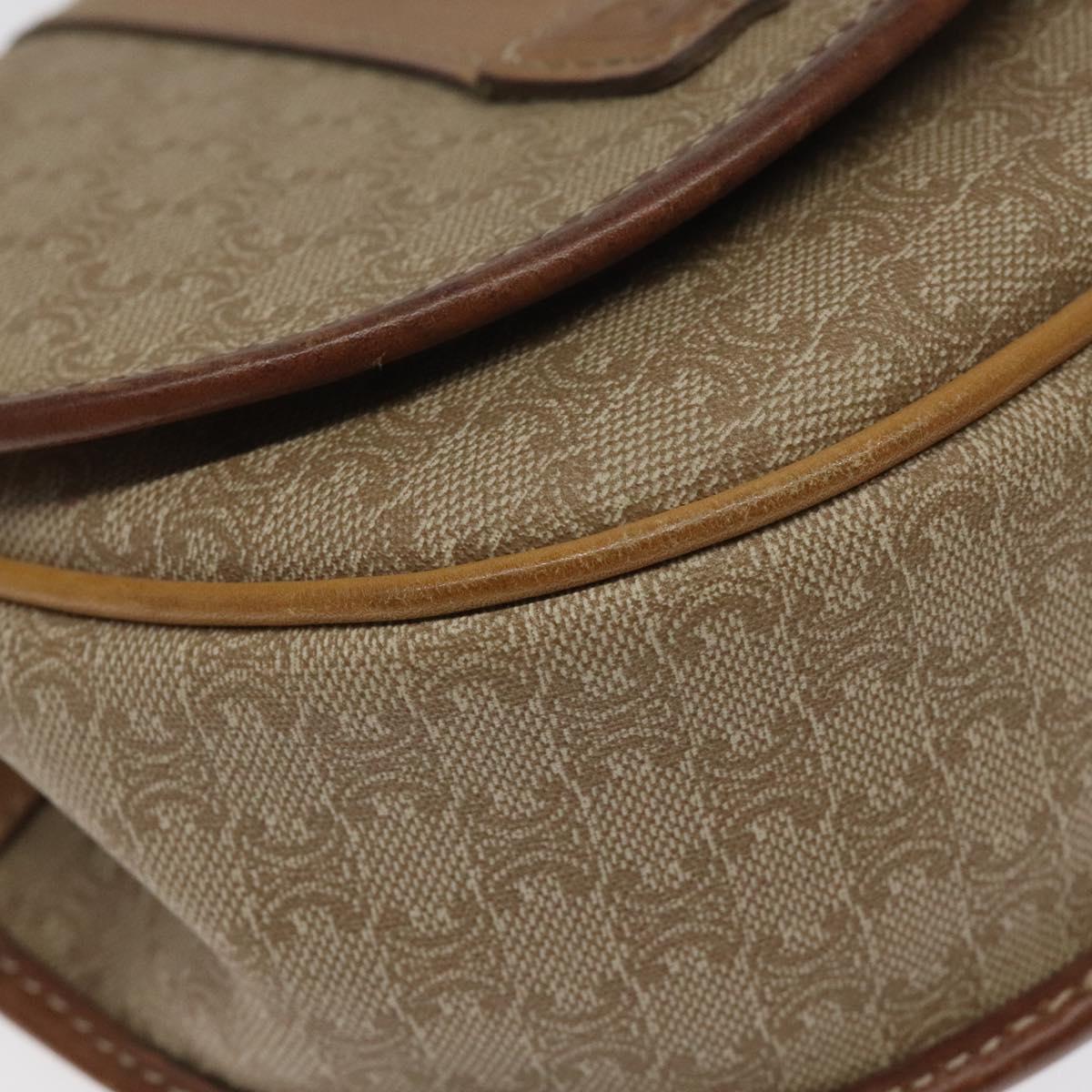 CELINE Macadam Canvas Shoulder Bag PVC Beige Gold Auth BA1292