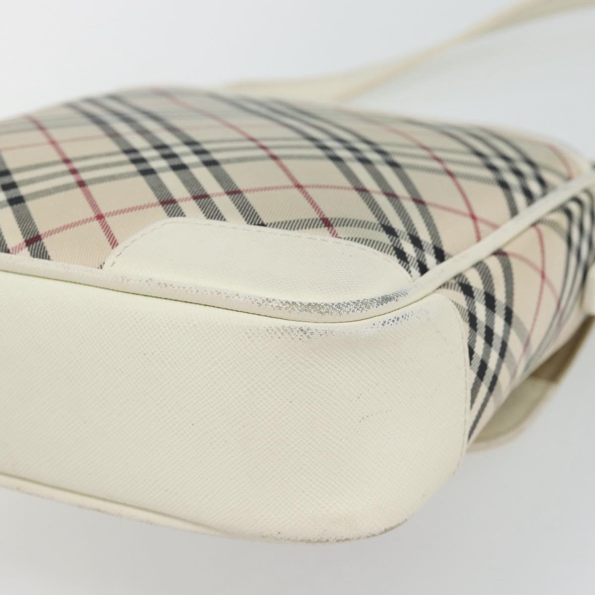 BURBERRY Nova Check Shoulder Bag Canvas Ivory Silver Auth BA12921