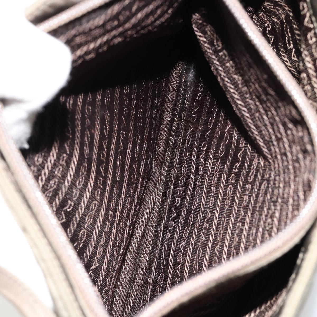 PRADA Tote Bag Nylon Khaki Silver Auth BA12923