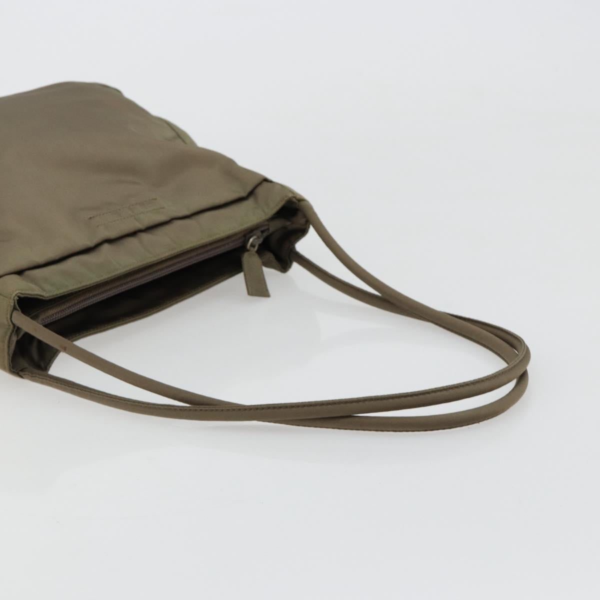 PRADA Tote Bag Nylon Khaki Silver Auth BA12923