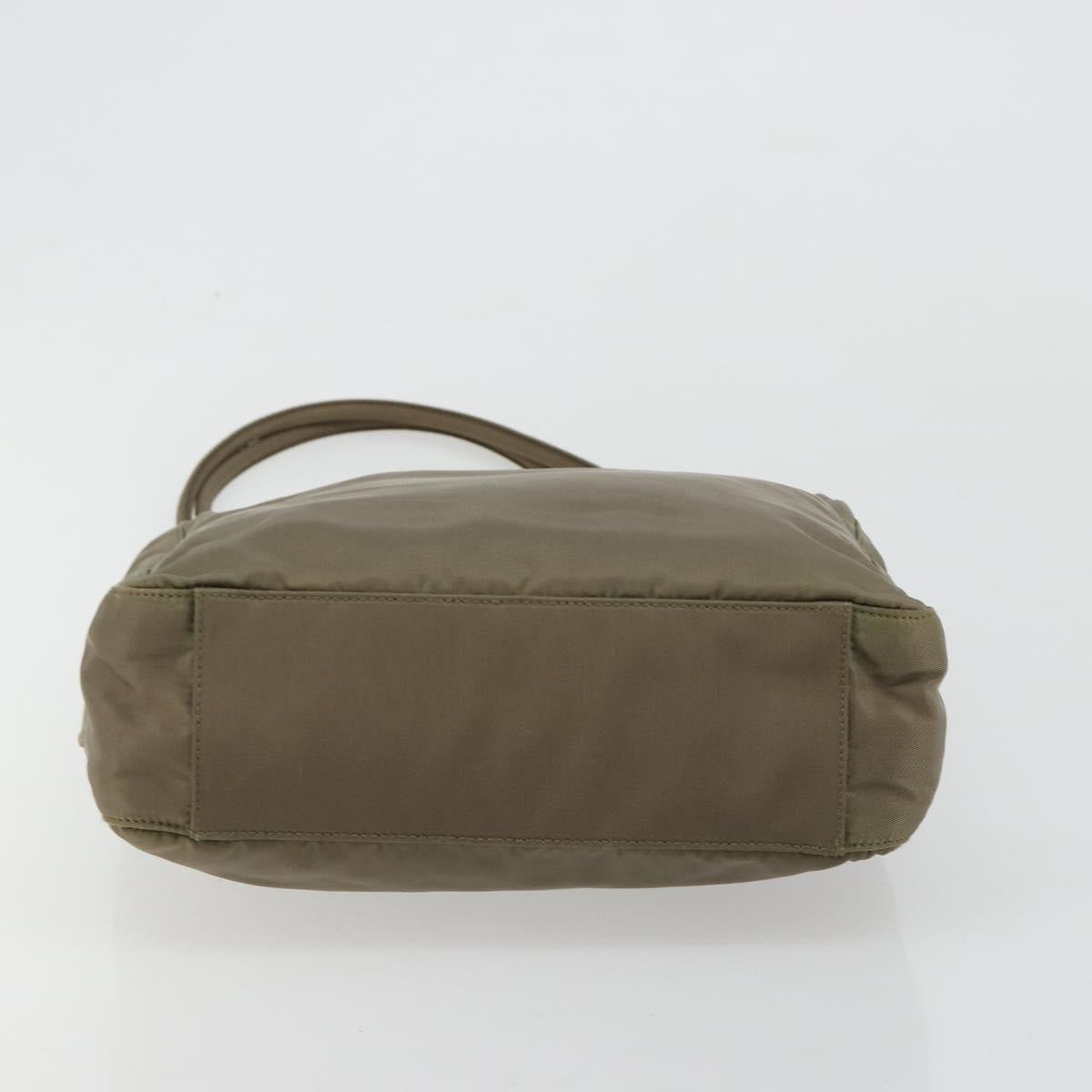 PRADA Tote Bag Nylon Khaki Silver Auth BA12923