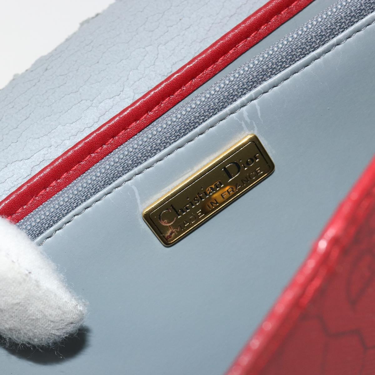 Christian Dior Honeycomb Canvas Shoulder Bag PVC Red Gold Auth BA12924