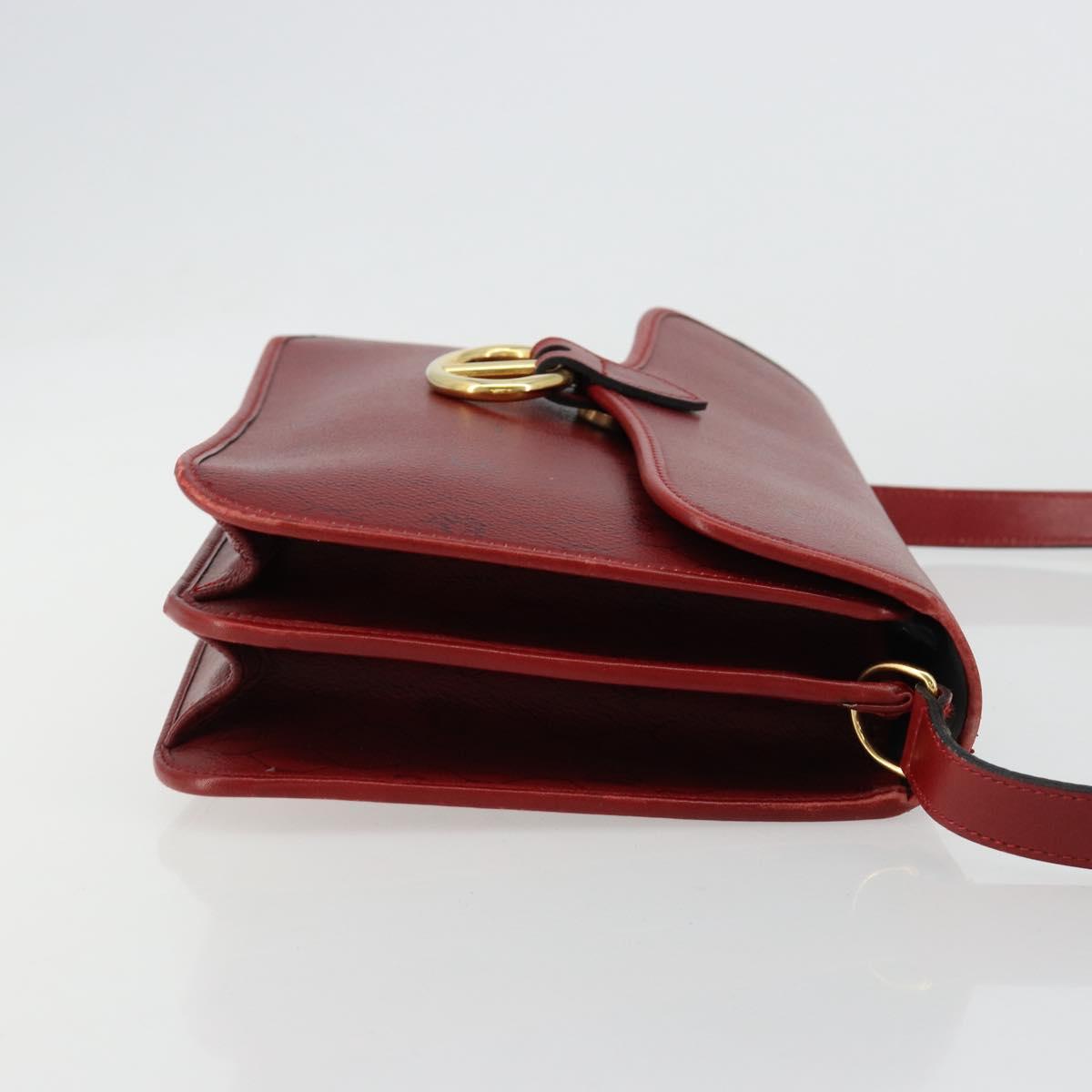 Christian Dior Honeycomb Canvas Shoulder Bag PVC Red Gold Auth BA12924