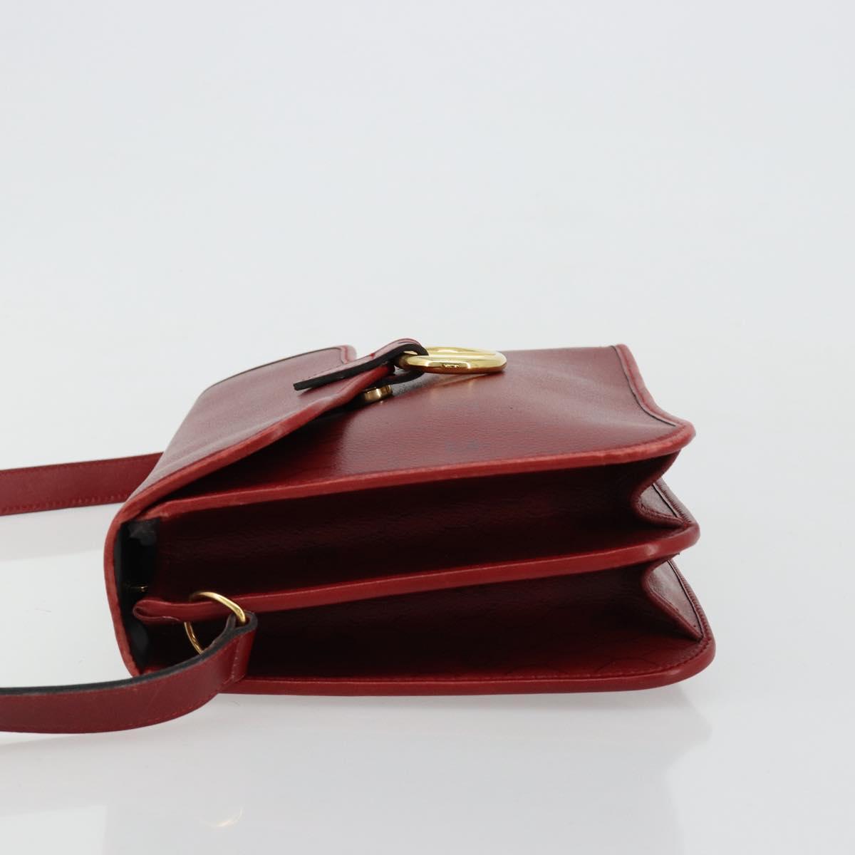 Christian Dior Honeycomb Canvas Shoulder Bag PVC Red Gold Auth BA12924