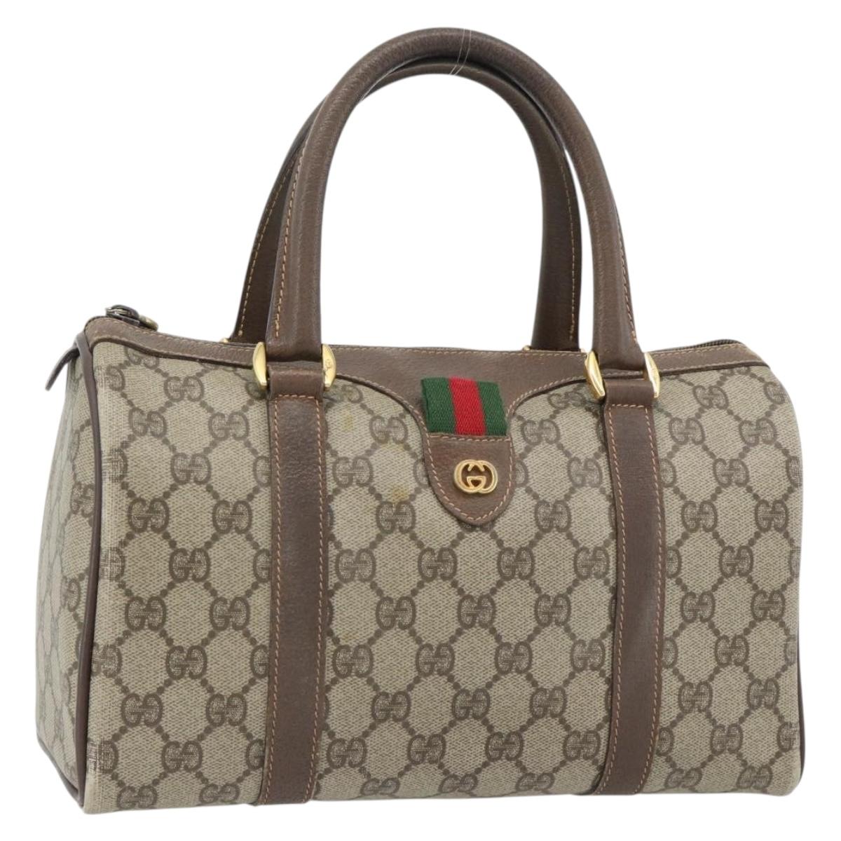 GUCCI GG Supreme Web Sherry Line Bag PVC Beige Gold 40 02 006 Auth BA12926